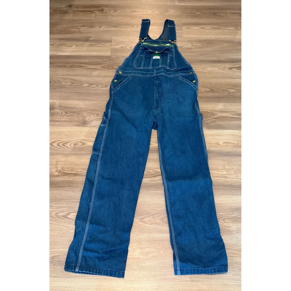 Liberty Mens Denim Bib Overalls Indigo Blue Cotton Workwear size 34 x 29